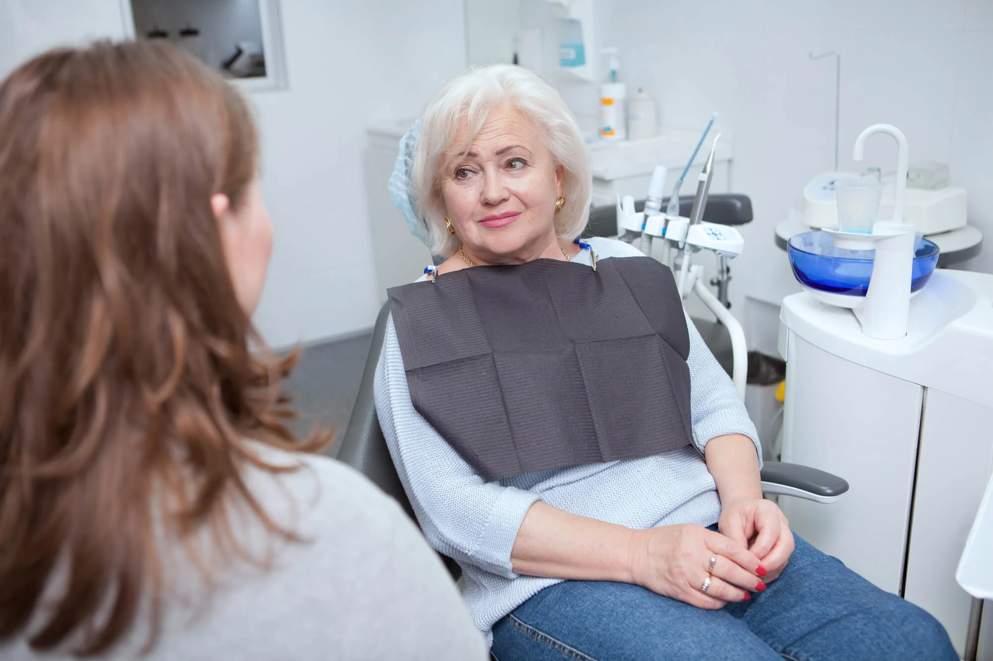 patient at dental office after looking for good dental implants near me