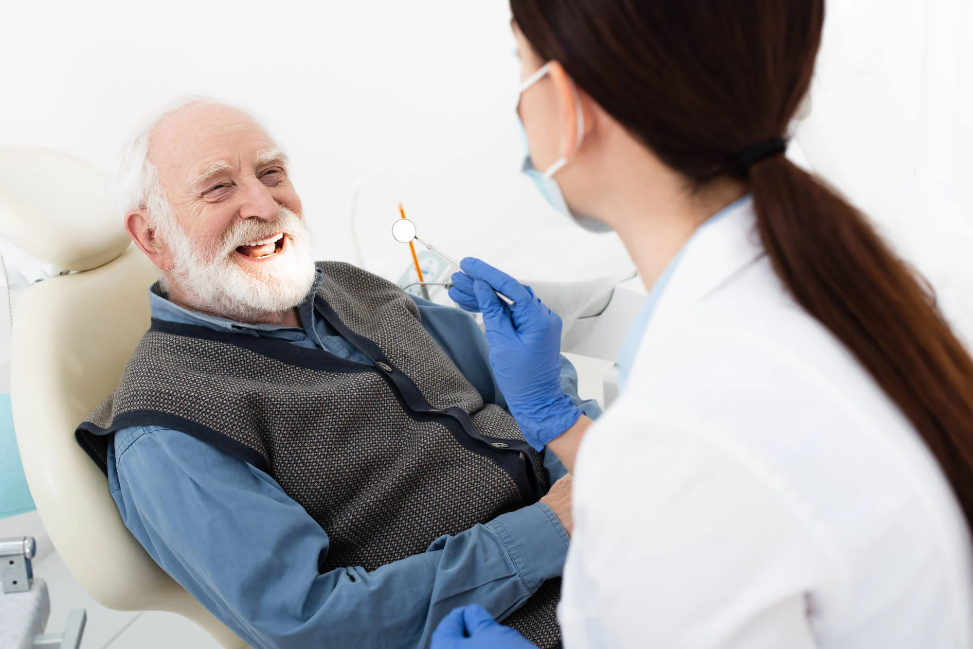 montgomery dentist chats with happy patient