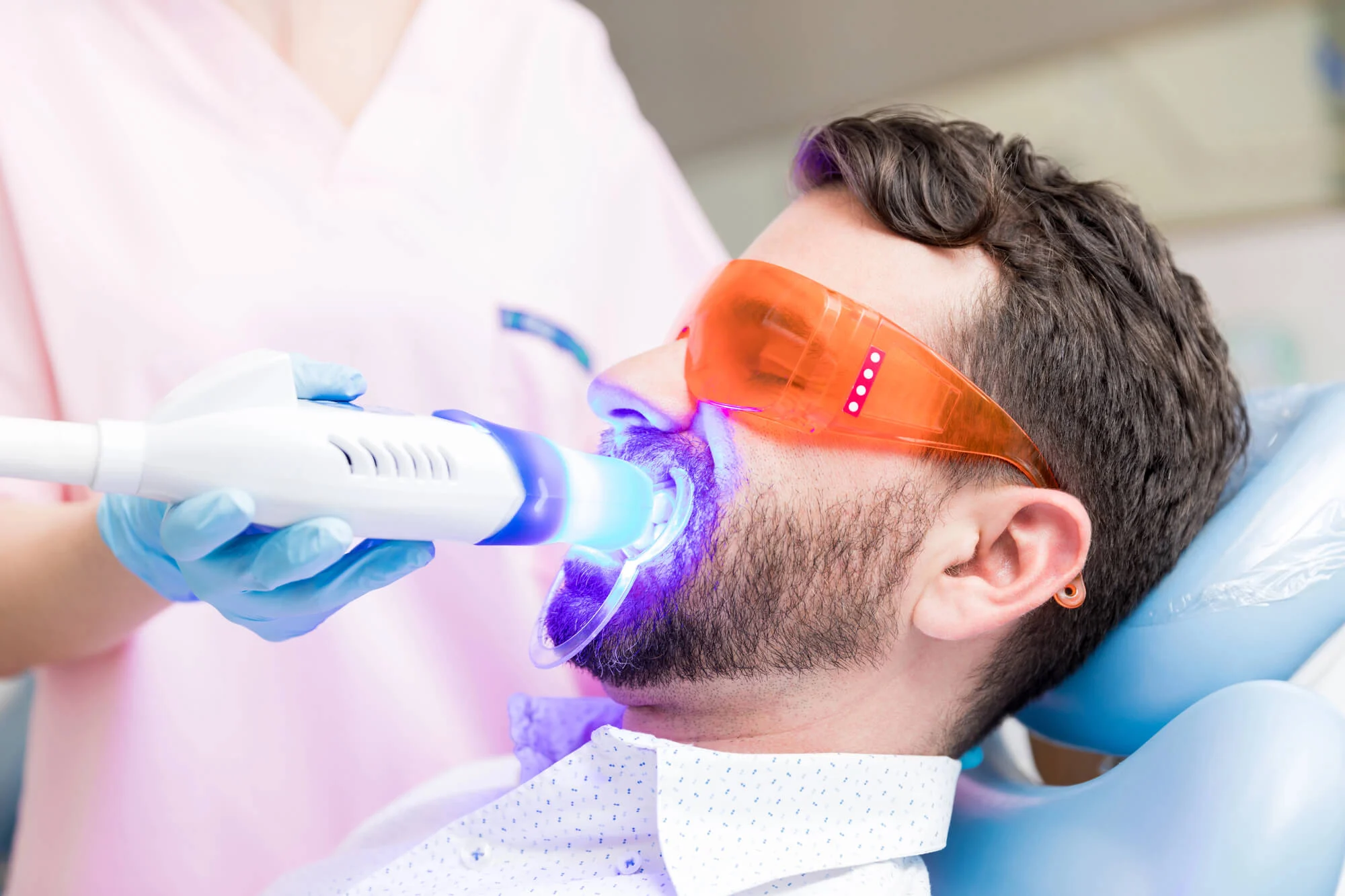 patient undergoing teeth whitening in Montgomery AL